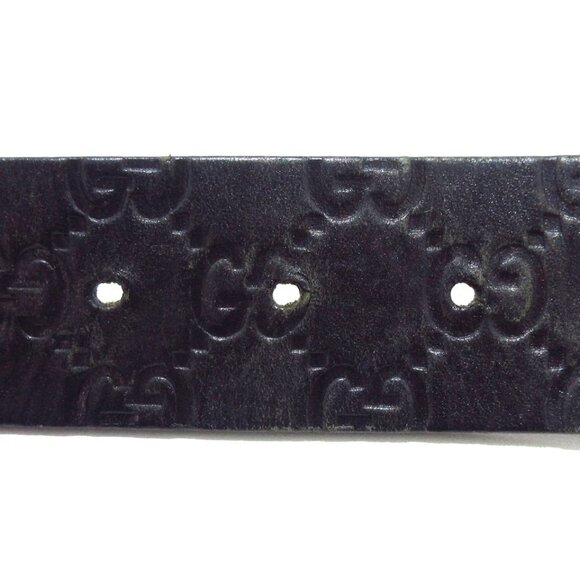 GUCCI Guccissima Black Silver Leather Hardware Belt 271-030525 - Picture 5 of 7